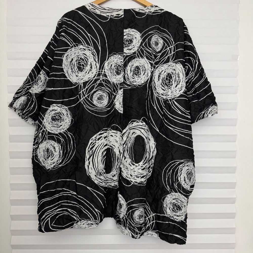 Gershon Bram Abstract Swirl Crinkle Artsy Tunic Top Oversized Lagenlook XXL - Picture 2 of 8